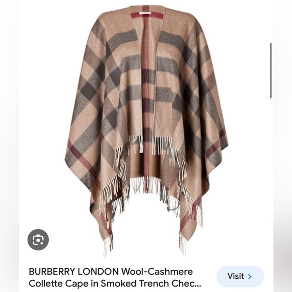 Burberry merino wool poncho cape one size fits all - Picture 3 of 14